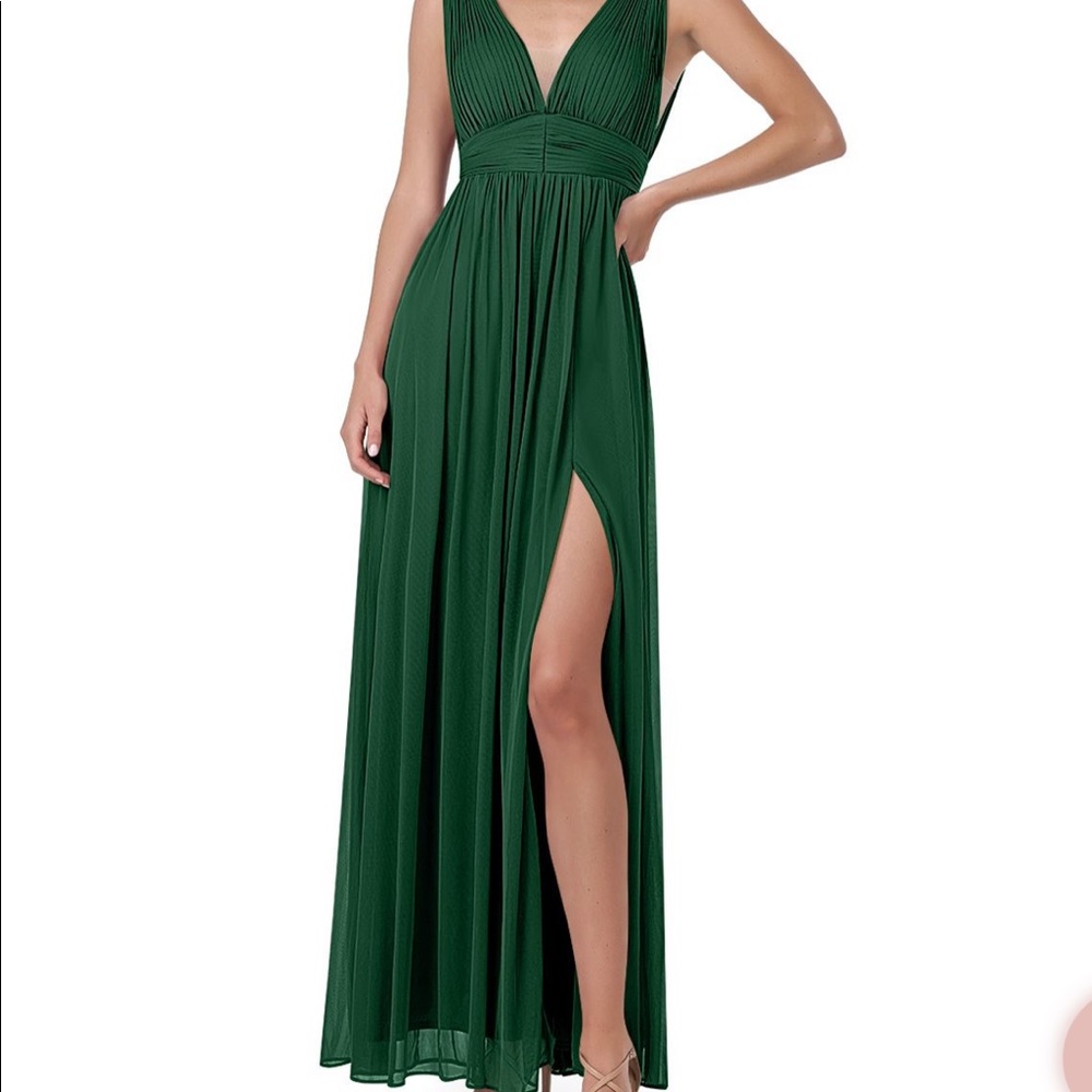 Azazie bridesmaid dress in color Dark Green size 12